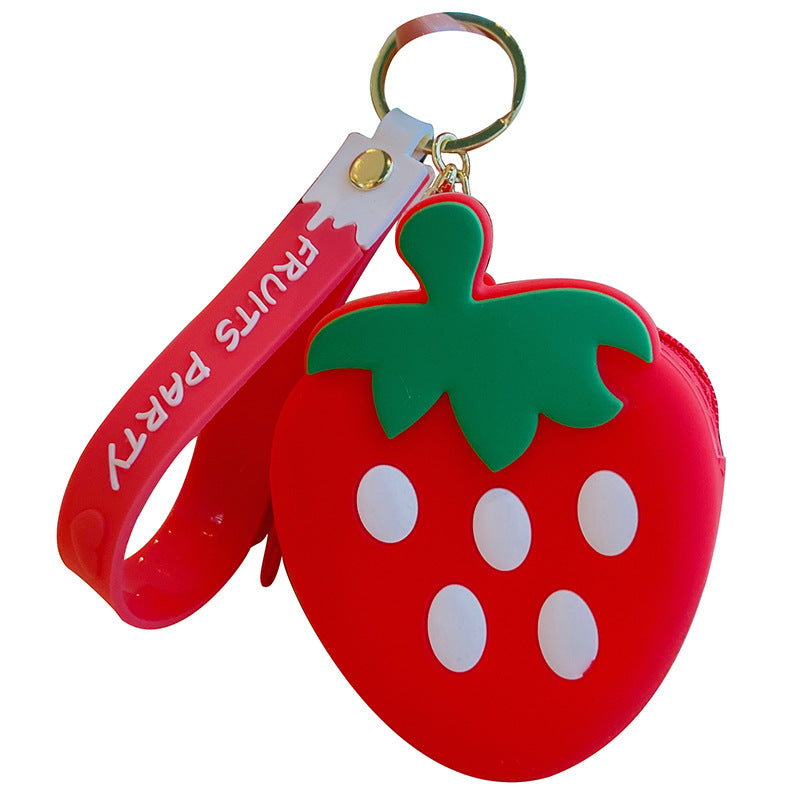 Wholesale Avocado Strawberry Cute Fruit Silicone Coin Purse Keychain